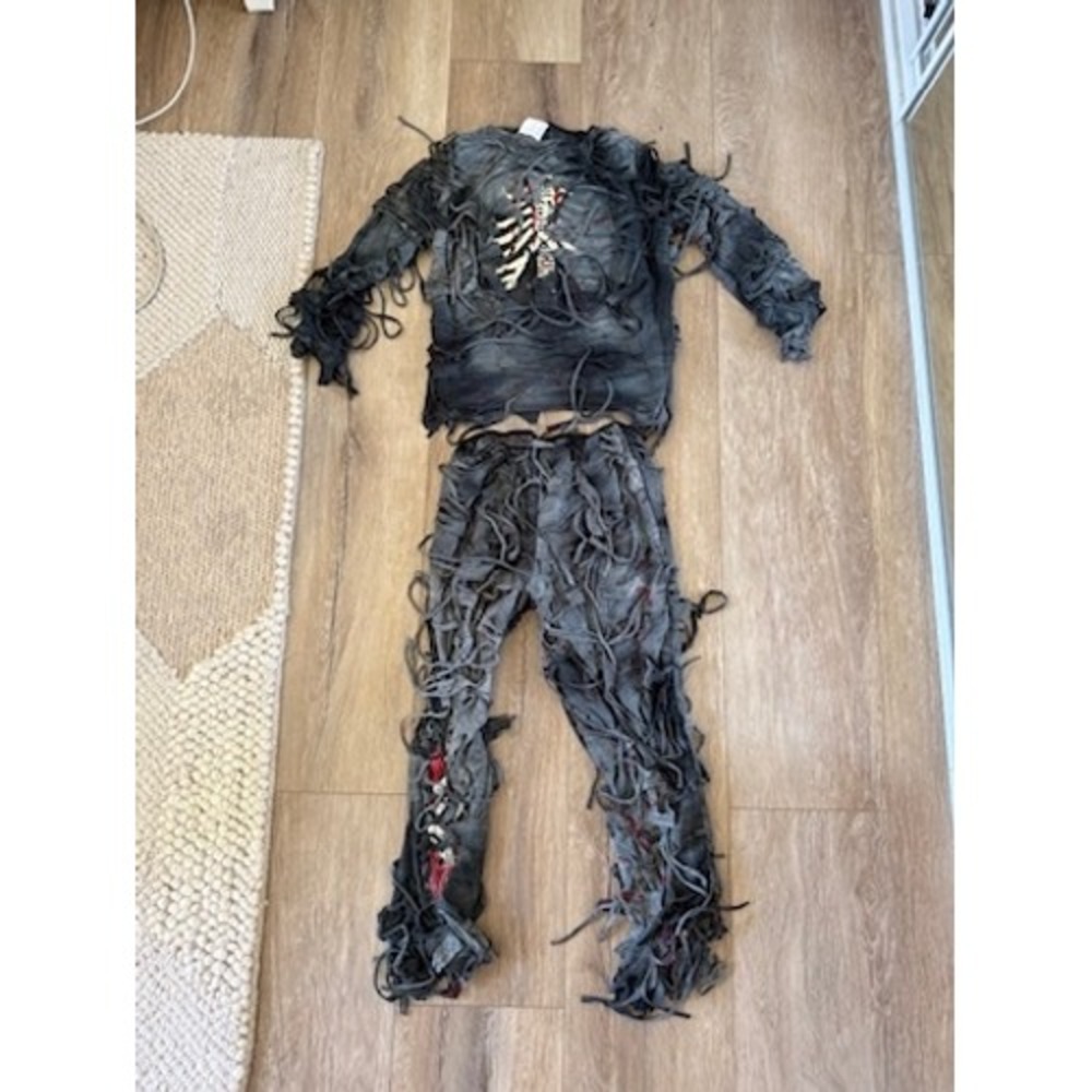spooktacular creations scary black zombie costume, kids boy large (10-12 yrs)